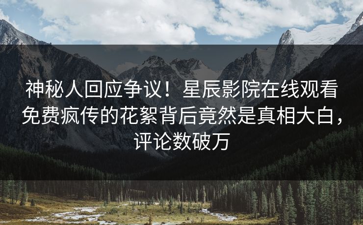 神秘人回应争议！星辰影院在线观看免费疯传的花絮背后竟然是真相大白，评论数破万