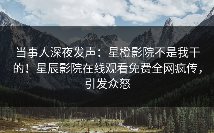 当事人深夜发声：星橙影院不是我干的！星辰影院在线观看免费全网疯传，引发众怒