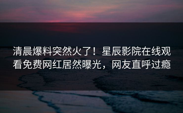 清晨爆料突然火了！星辰影院在线观看免费网红居然曝光，网友直呼过瘾