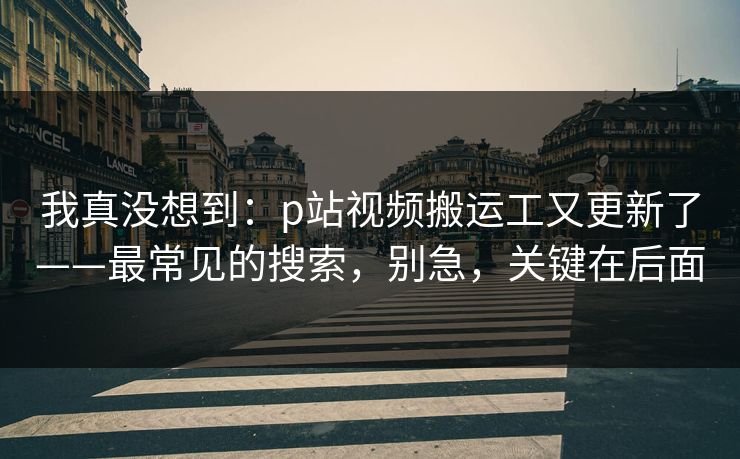 我真没想到:p站视频搬运工又更新了——最常见的搜索,别急,关键在后面 我真没想到:p站视频搬运工又更新了——最常见的搜索,别急,关键在后面